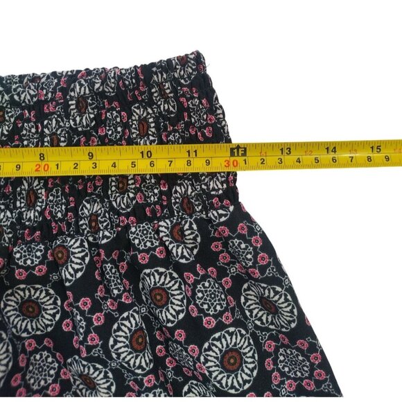 Joe B Black & Red Smocked Waist Wide Leg Floral Boho Pants Small Polyester. - Picture 6 of 7